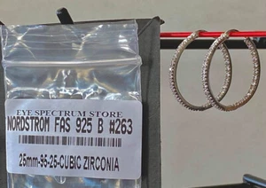 NORDSTROM FAS 925 Zirkonia Ohrringe 25 mm 95 $ Neu ohne Etikett #263 - Bild 1 von 1