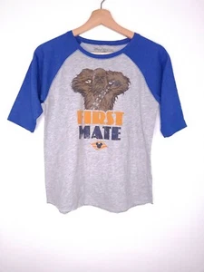 Disney Cruise Star Wars Tshirt Gray Blue Raglan First Mate Chewbacca Size Medium - Picture 1 of 7