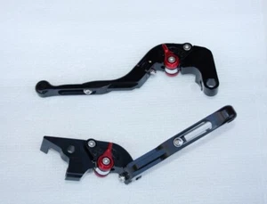 Ducati Monster 696 796 1100 Black Red Folding Brake Clutch Levers 2 - Picture 1 of 2