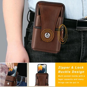 Pouch Cover Loop Case Holster Phone Leather Belt Bag Waist Pack PU Wallet Cell - Picture 1 of 17