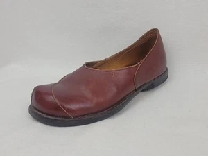 CYDWOQ 7/37 Red Burgundy Leather Sling Back Flats Handmade USA Free Ship Slip On - Picture 1 of 13