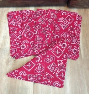 Set Of 6 Vtg Cloth Napkins Red Bandana Picnic Print 100% Cotton 19"X19" - Picture 1 of 5