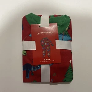 Target BABY CHRISTMAS DINOSAUR SIZE 3-6 M BABY ONE-PIECE PAJAMAS New red green - Picture 1 of 4