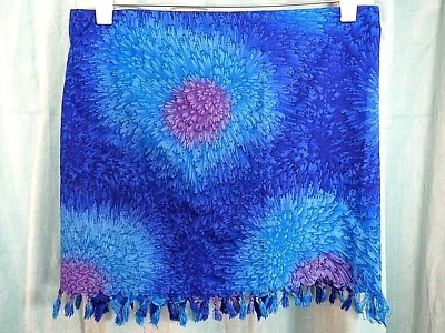 Y2K Rima 蓝色蜡染领带染料丝质海滩夏季度假包裹式泳装遮瑕 S — 第 1/4 张图片