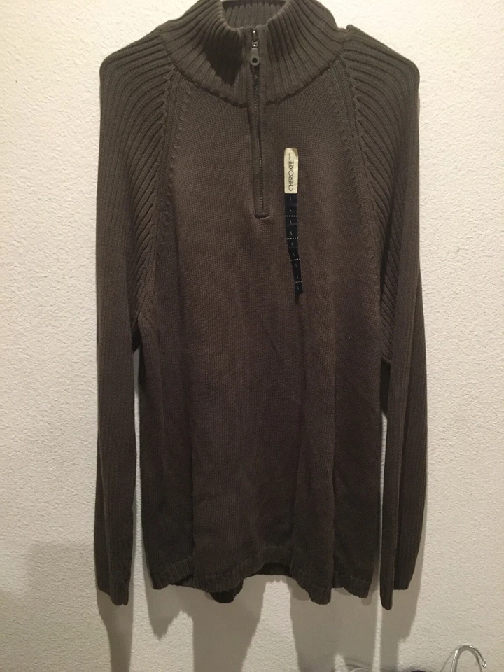 Cherokee Men’s  Sweater Pullover Long Sleeve 1/4 Zipper 100% Cotton  Size Large - Image 1 of 4