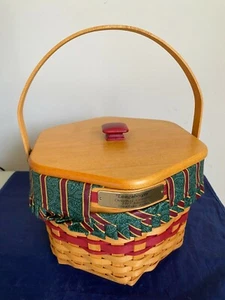 Longaberger Christmas Collection 1997 Snowflake Basket Combo w/ Lid Red Trim - Picture 1 of 7