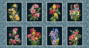 Garden Symphony Floral Block Panel by Jan Mott From Henry Glass 24 x 44 - Picture 1 of 5