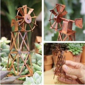 Miniatur-Puppenhaus Feengarten 4,25 Zoll rostige Metall-Windmühle - 3 kaufen und 5 $ sparen - Bild 1 von 1