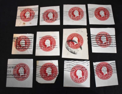 12 - 1915 - U.S. Envelope Cuts Sc# U430 2 Cent Washington - Used.  h - Image 1 of 4