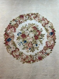 Handmade Semi Antique China Aubusson Fine Floral Medallion Tapestry - Picture 1 of 7