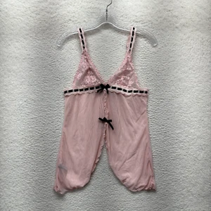 Y2K Vintage Camisole Slip L Large Pink Mesh Lace Coquette Lolita Fairy Grunge - Picture 1 of 7