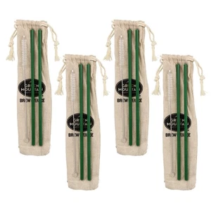 Green Mountain Strohhalme wiederverwendbar grün mit Reinigungsbürste, Aufbewahrungstasche - Bild 1 von 6