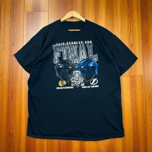 2015 Stanley Cup Final T-Shirt Blackhawks vs Lightning Men's XL Black - Picture 1 of 8