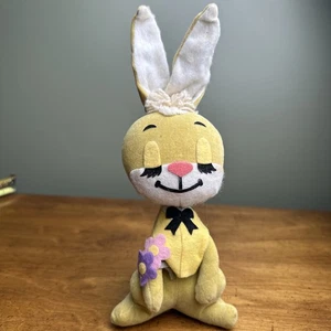 1960’s Dream Pets Bunny Velveteen Sawdust Stuffed Yellow W/ Flowers - Picture 1 of 12