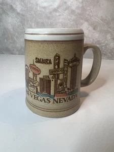 Vintage Old RARE Coffee Mug Cup Las Vegas Nevada NV Brown Tan Creme Hotel Strip - Picture 1 of 6