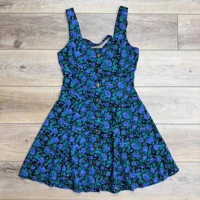 Vintage 90s Scarlett Floral Mini Dress Sleeveless Button Front Sundress Soft - Image 1 of 4