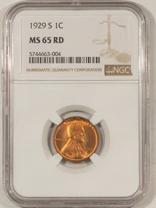 1929-S LINCOLN CENT - NGC MS-65 RD - Picture 1 of 3