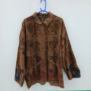 Orvis Vintage Jacket Embroidered Size XL Brown Multi Ladies Buttoned RMF13-ER - Picture 1 of 7