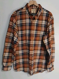 Red Head Brand Co Flannel Shirt Mens L Plaid Brown Blue Long Sleeve Button (N6) - Picture 1 of 7