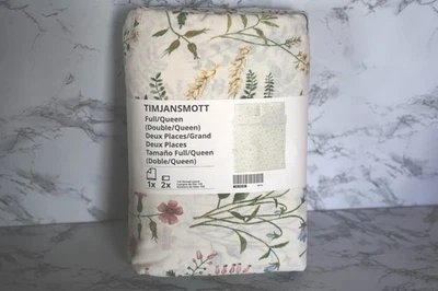 NEW IKEA TIMJANSMOTT Duvet Cover Full/Queen Pillow Shams Set White Botanicals - Image 1 of 2
