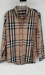 Burberry Mens Multicolor Plaid Cotton Long Sleeve Button-Up Shirt Size L w/ COA - Picture 1 of 11
