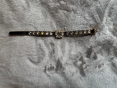 Auténtica pulsera de cuero adornada con diamantes de imitación doble G GUCCI Foto 1 de 4