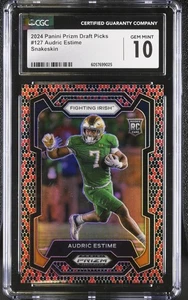 Audric Estime, 2024 Panini Prizm Draft Picks - #127 Snakeskin Prizm (RC) - Picture 1 of 2