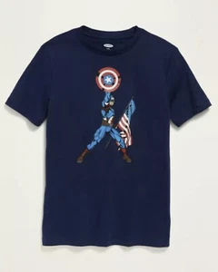 Old Navy Kids Size XL (14-16) Captain America ~ Blue Short Sleeve Tee Shirt Tee - Picture 1 of 1