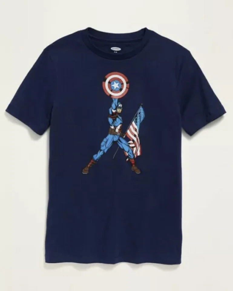 Old Navy Kids Size XL (14-16) Captain America ~ Blue Short Sleeve Tee Shirt Tee - Image 1 of 1