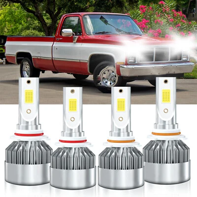 For GMC R2500 1988-1989 LED Headlight Bulbs High Low Beam Kit 6000K 9005 9006 - Image 1 of 4