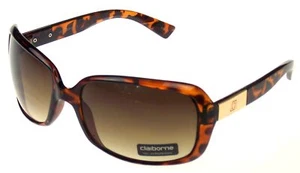 Gafas de sol Liz Claiborne envolventes rectangulares para ojos marrones estampado animal protección UV - Imagen 1 de 3