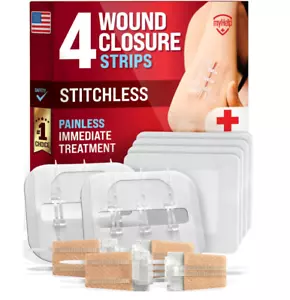 Emergency Wound Closure Strips - 4pk - 2 Types Laceration Closure Kit - Stitc... - Picture 1 of 8