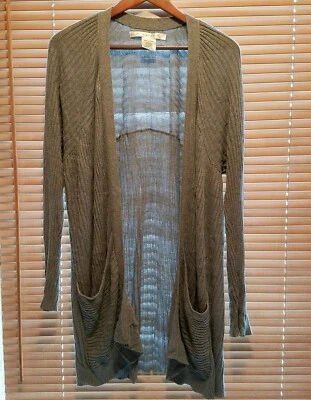 Suéter Max Studio - Suéter largo de frente abierto gris para mujer - Grande - Usado Foto 1 de 3