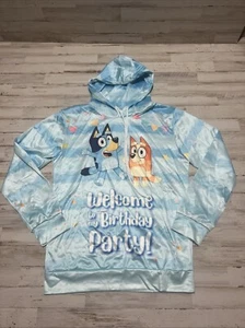 Bluey Birthday Party Polyester Graphic Blue Hoodie Jacket Kids Youth Large L/XL - Picture 1 of 14