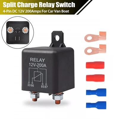 12V DC 200 Amp 4 Pin Split Charge Continuous Duty SPST Relay For Car Starter US Foto 1 de 4