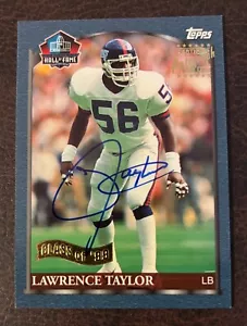 1999 TOPPS CERTIFIED HALL OF FAME AUTOGRAPHS LAWRENCE TAYLOR CARD #HOF3 - Picture 1 of 2