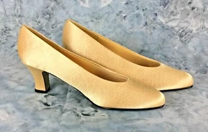 P.M.Collection 9,25 Damen-Heels goldfarben Stoff gebundenes Leder Obermaterial Größe 9,5 M neu - Bild 1 von 12