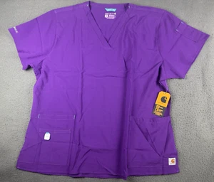 Carhartt 2XL Women HEALTHCARE Force Flex Modern Pocket V-Neck Top Scrub Purple - Picture 1 of 13