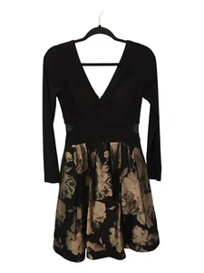 XScape Fit and Flare Dress Floral V-Neck Long Y2K Vintage Womens 6 Whimsigoth - Picture 1 of 8