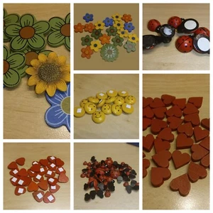 Geschenke Aufkleber Verzierung Herzen Marienkäfer Blumen Smileys Tiere Holz - Bild 1 von 15