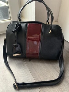 Women’s Clark’s Shoulder Bag Handbag Black Grey & Burgundy Designer - Picture 1 of 11