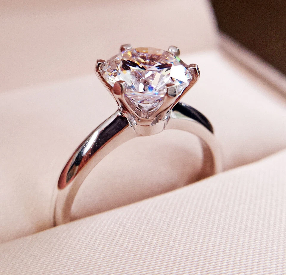 GRA Certificate Real 1CT Moissanite Diamond Wedding Engagement Platinum Ring C29 - Image 1 of 4