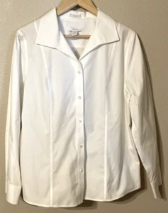 Chico's Women White Long Sleeve Button Down Shirt Size 2.5 (12/14) Collared - Picture 1 of 6