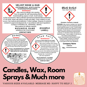 CUSTOMISED CLP safety STICKERS- WAX, CANDLES, ROOM SPRAY & MORE