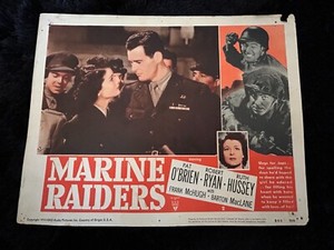 MARINE RAIDERS ORIG. R50 11"x14" MOVIE LOBBY CARD Robert Ryan Pat O'Brien WWII