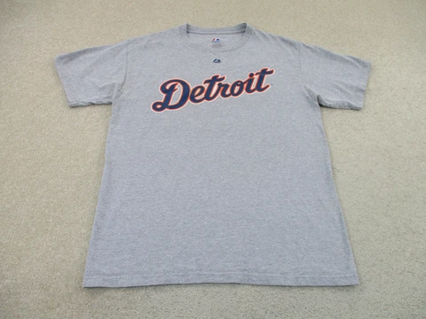 Detroit Tigers Shirt Adult Medium Gray Blue Baseball Miguel Cabrera Mens A52 * Cover