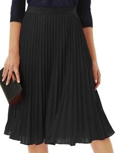 Womens Pleated Midi Skirt High Waist Swing Boho Dress Casual A-line Long Skirts - Picture 1 of 23