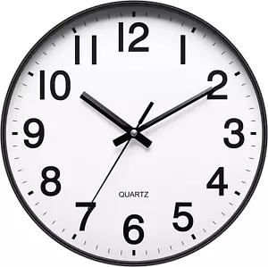 12 Inch round Wall Clock Silent & Non-Ticking Simple Wall Clock Operated for Liv - Picture 1 of 12