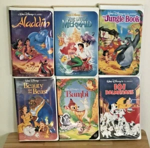 DISNEY VHS BLACK DIAMOND LOT BEAUTY AND THE BEAST, LITTLE MERMAID BANNED COVER - Picture 1 of 12