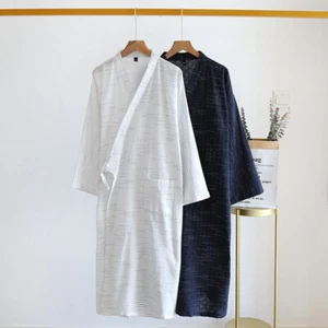 2022 new Plus Size Bathrobe Men's Long Cotton Spring Summer Robe - Picture 1 of 18